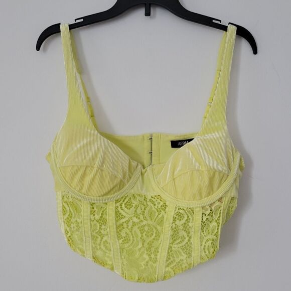 AFRM Ama Velvet Ribbed Corset Tank in Sunny Lime NWOT - Picture 1 of 8